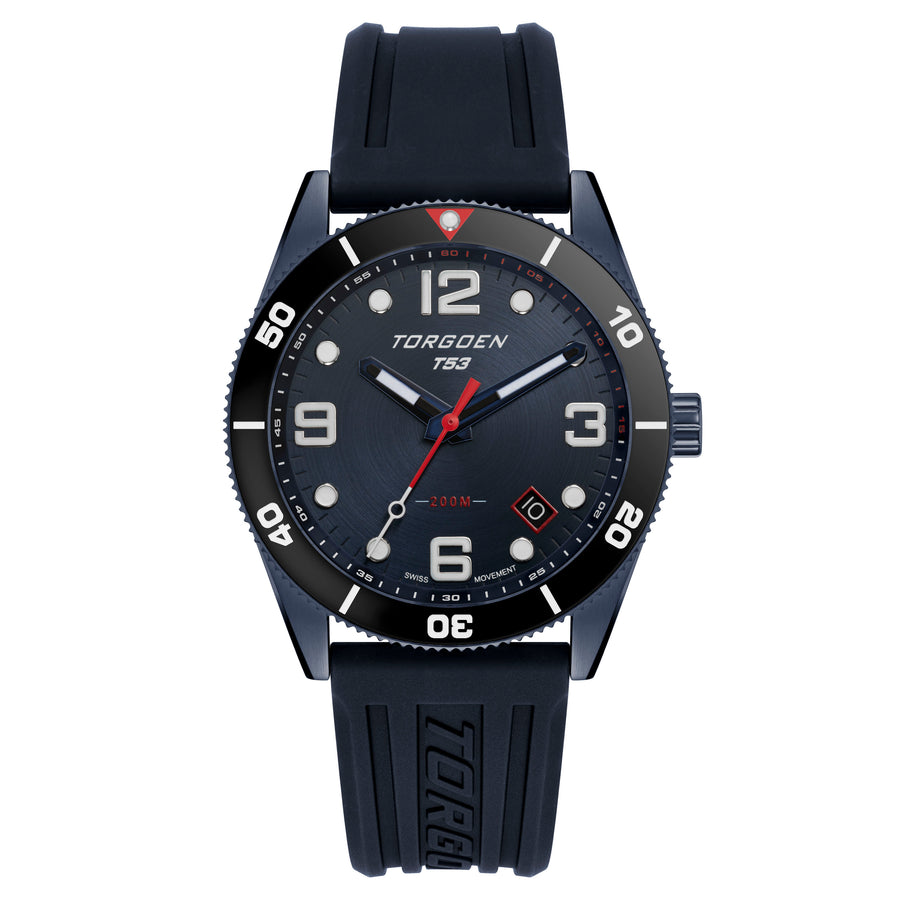 T53 Diver Navy | 41mm, Navy Silicone Strap