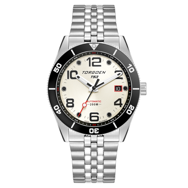 アフリカドゥンドゥン T53 Diver Automatic Cream | 41mm, Stainless Steel Strap – Torgoen