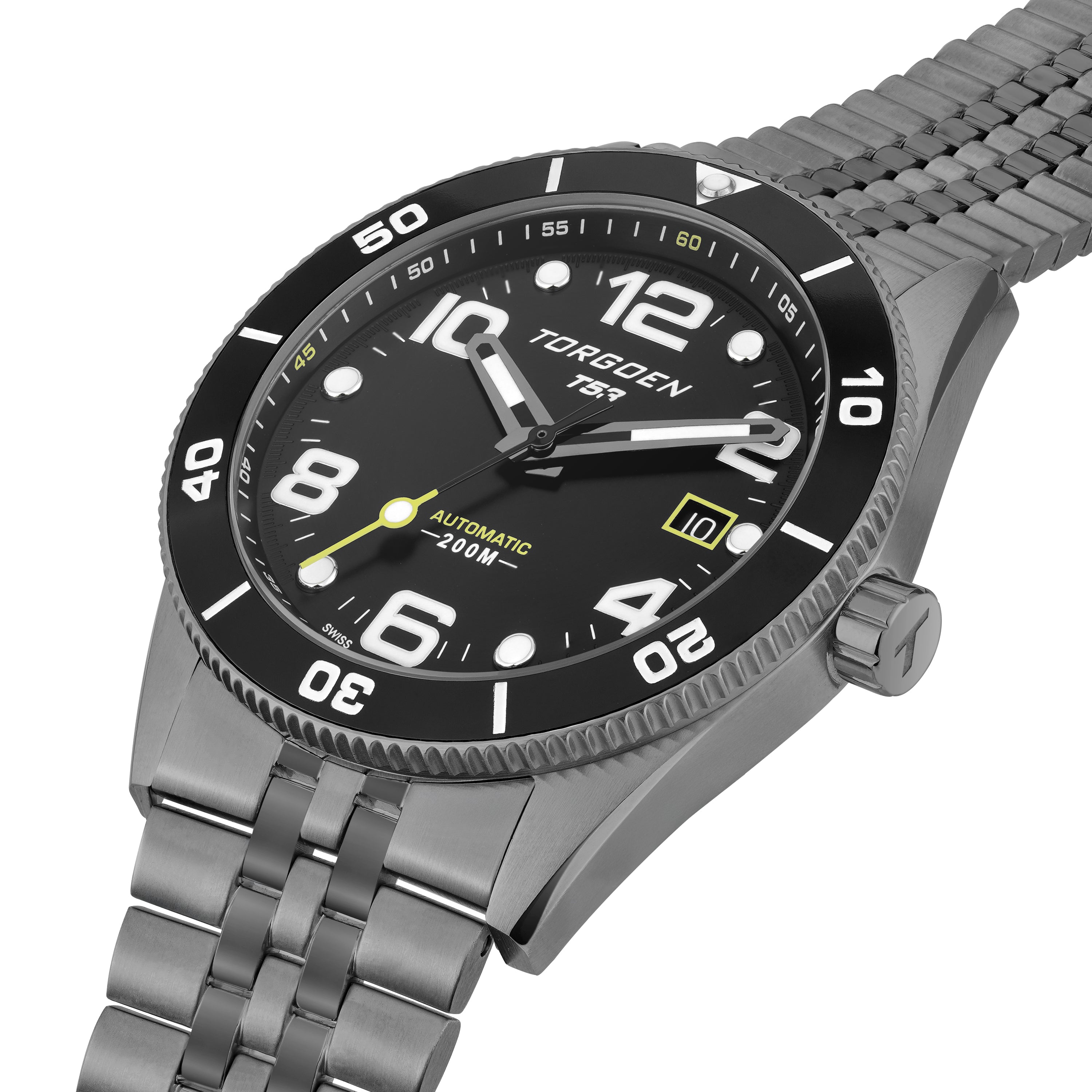 ドン様 T53 Diver Automatic Gunmetal | 41mm, Black Stainless Steel Strap