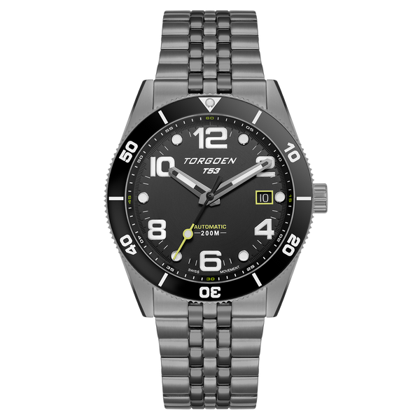 T53 Diver Automatic Gunmetal | 41mm, Black Stainless Steel Strap