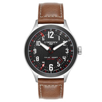 T56 Black Sapphire GMT | 44mm, Dark Brown Leather Strap