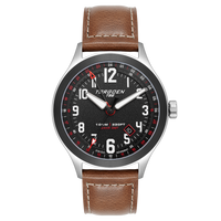 T56 Black Sapphire GMT | 44mm, Dark Brown Leather Strap