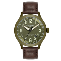 T56 Green Sapphire GMT | 44mm, Chocolate Brown Leather Strap