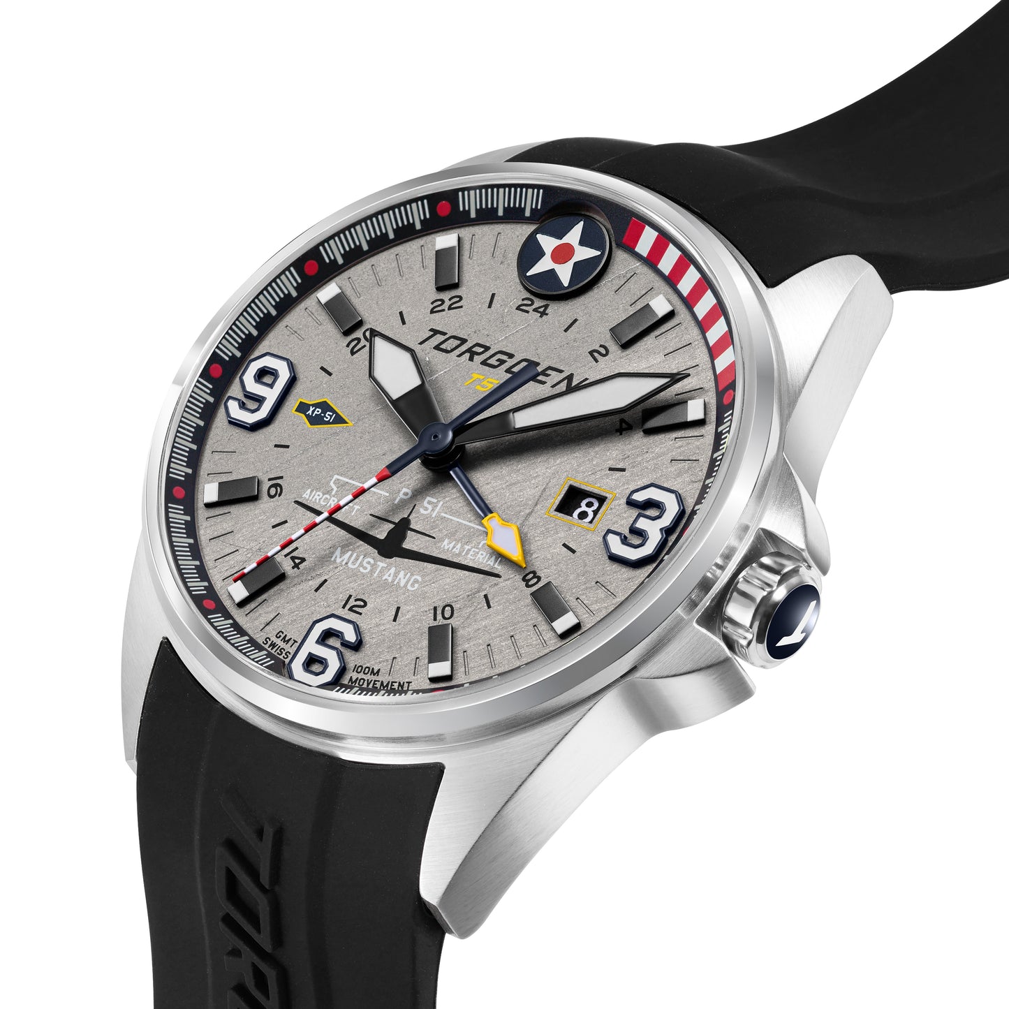 T51-XP Mustang | 44mm, Black Silicone Strap