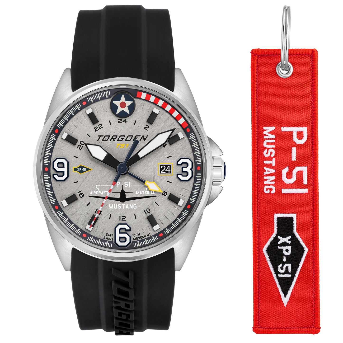 T51-XP Mustang | 44mm, Black Silicone Strap