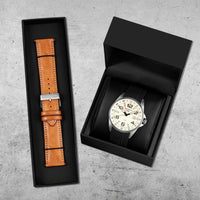 T48 GMT Egret Set | 44mm, Black Silicone & Brown Leather Strap