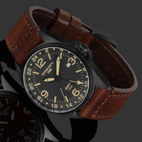 T25 Gunmetal Sapphire | 44mm, Vintage Leather Strap