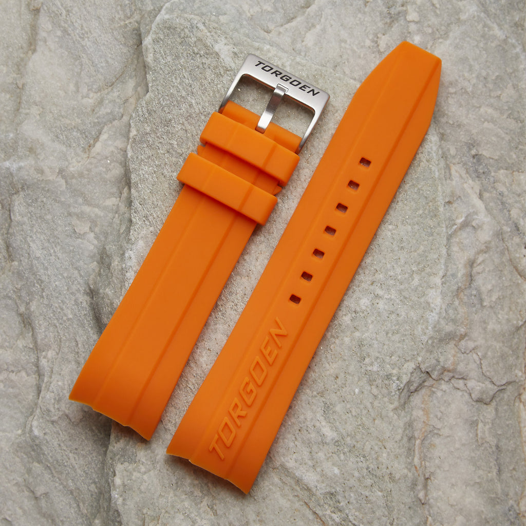 Orange Silicone Strap | 24mm Silver Buckle (Form-Fit)