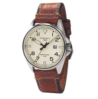 T38 Cream Automatic | 44mm, Vintage Leather Strap