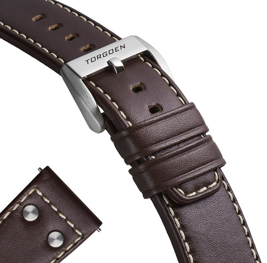 Brown Leather Strap w/ Studs | 24mm