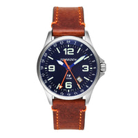T9 Bluebird GMT | 42mm, Brown Leather Strap