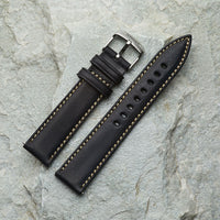 Black Leather strap | 20mm Silver Buckle