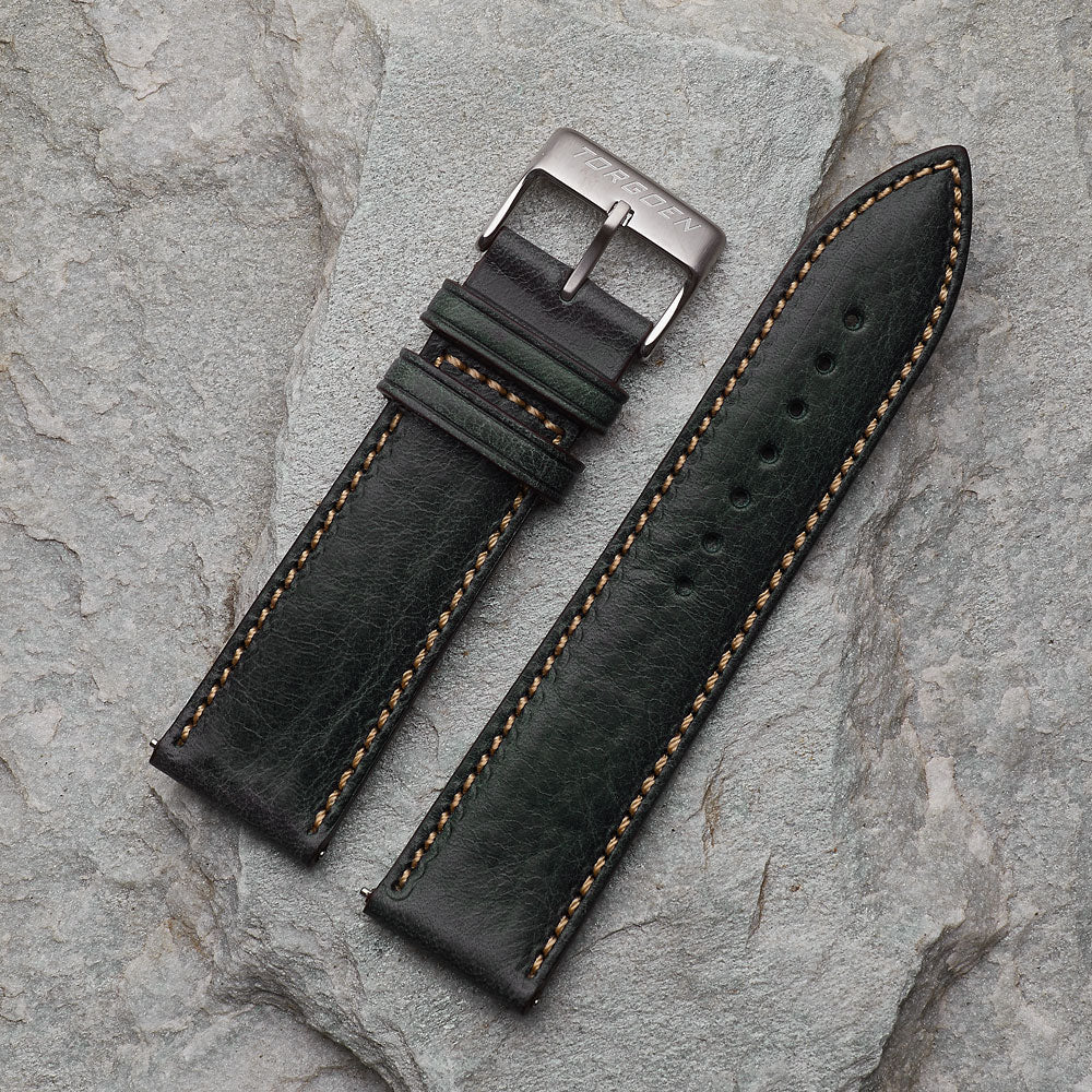 Slate Leather, Beige Stitches Strap | 24mm
