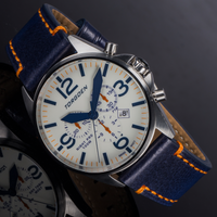 T16 Night Pro | 44mm, Blue Leather Strap