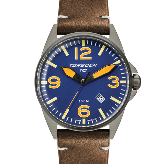 T10 Bluetail | 44mm, Brown Leather Strap