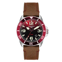 T43 Red Diver Sapphire | 44mm, Brown Leather Strap