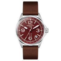 T100 Dark Red GMT | 38mm, Vintage Brown Leather Strap