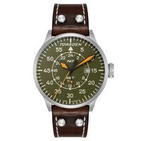 T47 Jumbo Green Sapphire GMT | 47mm, Brown Leather Strap