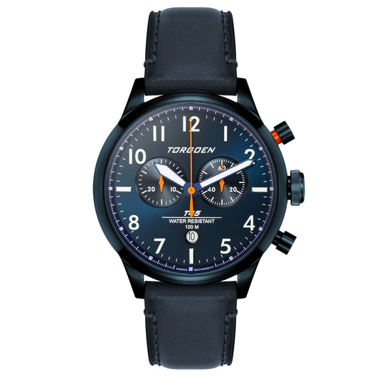 T45 Navy Sapphire | 44mm, Leather Strap