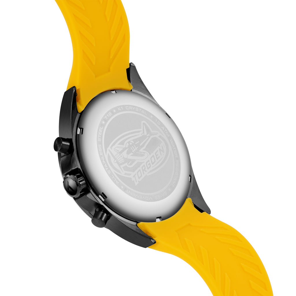 T18 Yellow Carbon Fiber | 45mm, Yellow Silicone Strap