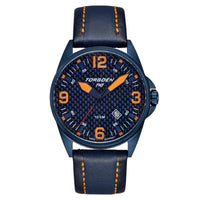 T10 Kingfisher Carbon Sapphire Leather | 44mm, Blue Leather Strap