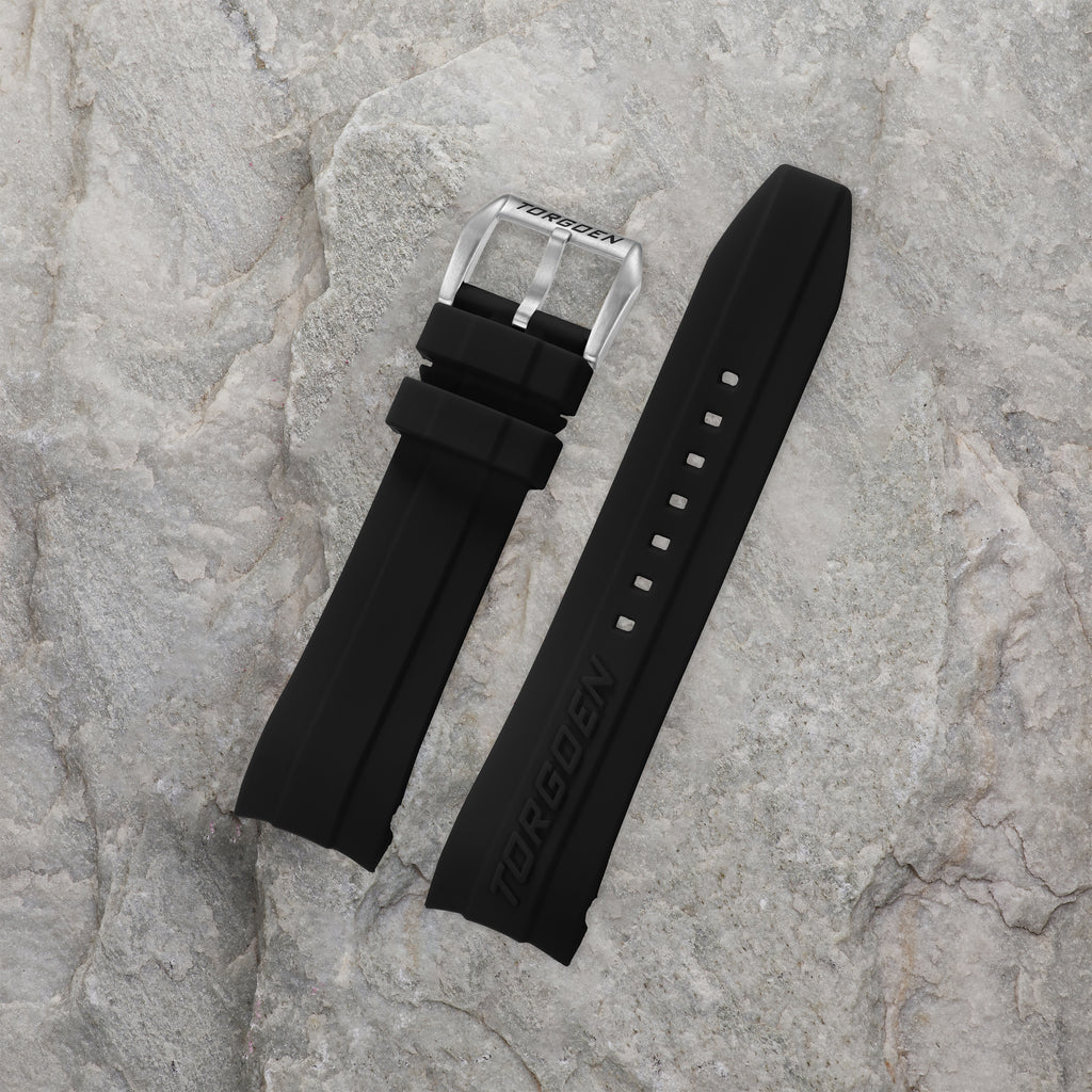 Black Silicone Strap | 24mm Steel Buckle