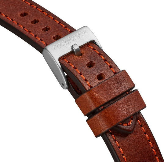 Brown Leather Strap w/ Orange Stitching | 22mm