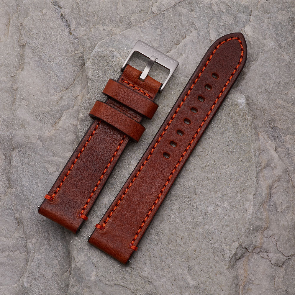 Dark Brown Rugged Leather Watch Strap