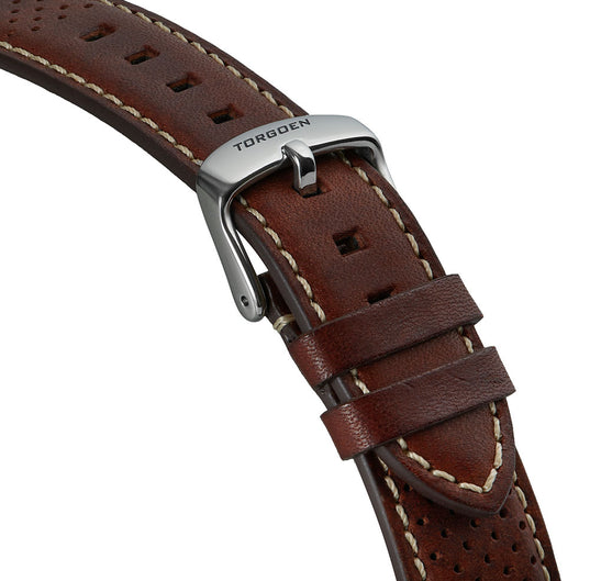 Brown Leather Strap With Holes | 20mm Silver buckle