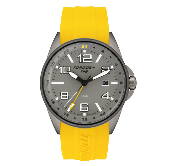 T48 GMT Heron | 44mm, Yellow Silicone Strap
