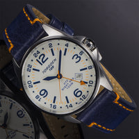 T25 Night Pro | 44 mm, Blue Leather Strap