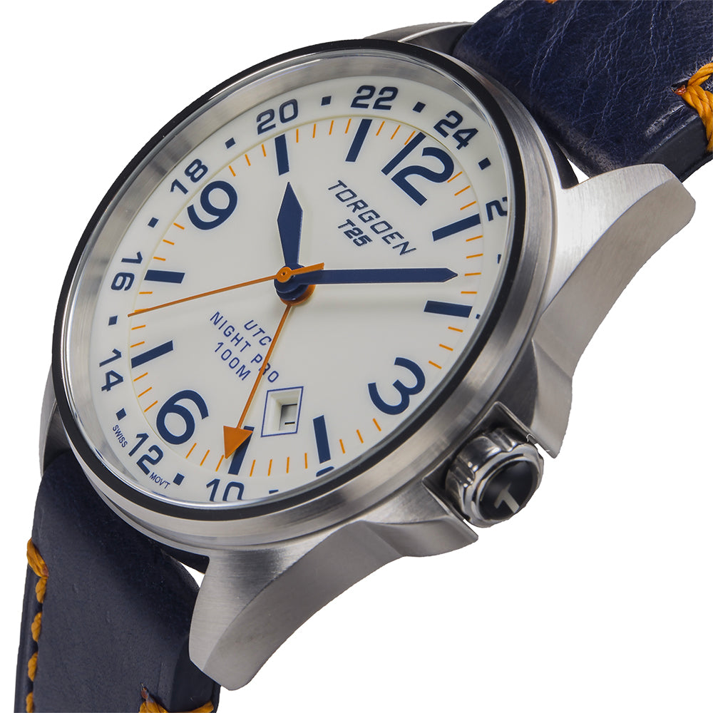 T25 Night Pro | 44 mm, Blue Leather Strap